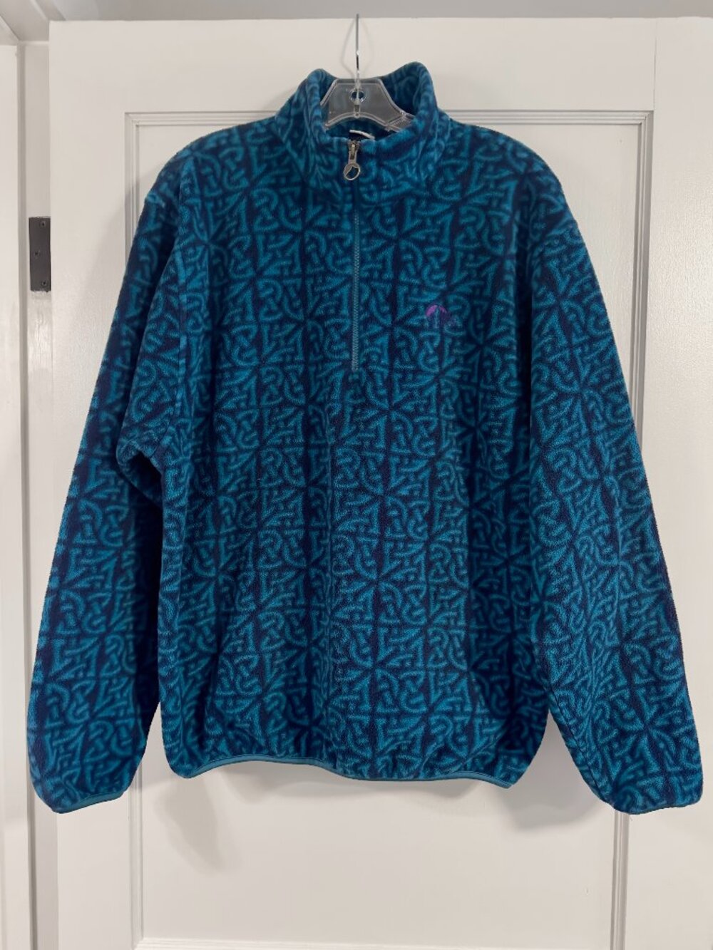 Vintage Lowe Alpine Teal & Navy Geometric Half-Zip Fleece Pullover - Ireland
